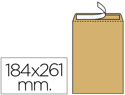 250 bolsas Liderpapel 184x261mm. kraft marrón 80g/m²